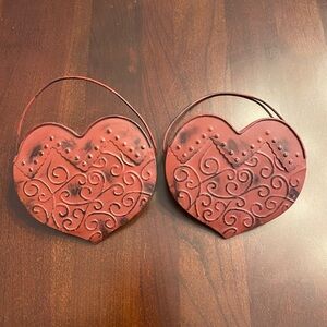 Embossed metal heart baskets